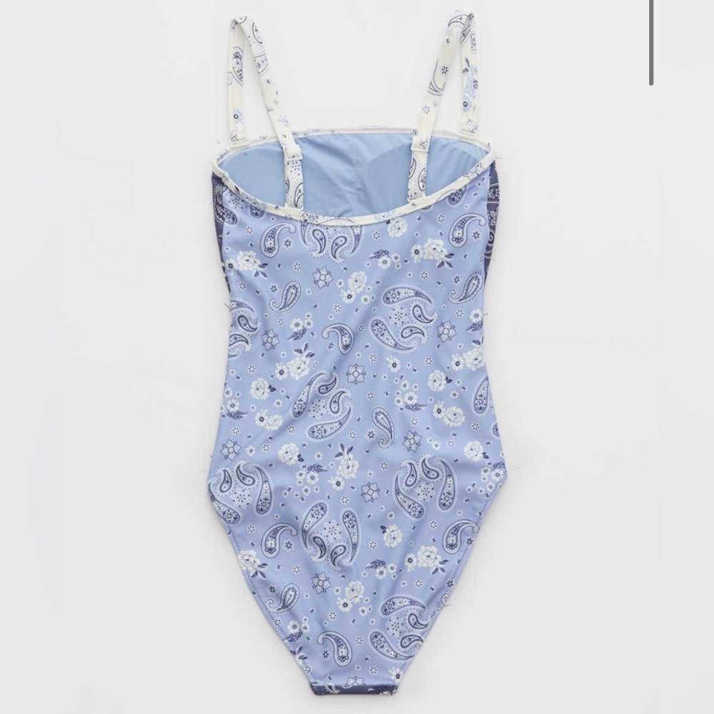 Blue Paisley One Piece Swimsuit NWOT - Picture 4 of 8